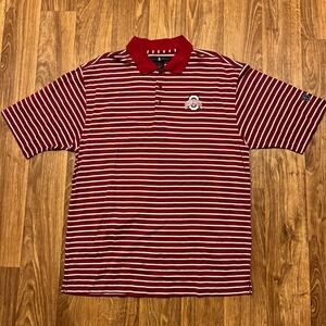Tiger Woods Golf‎ Polo Shirt Men Medium Red Stripe Ohio State Buckeyes